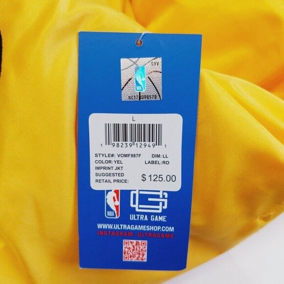Los Angeles Lakers Jacket Mens Size L Ultra Game Satin Bomber Retro Gold Purple - Picture 9 of 10